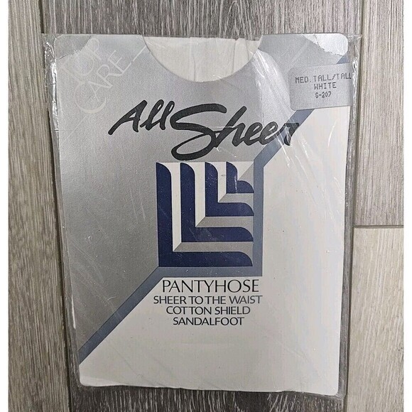 Accessories - Top Care All Sheer Pantyhose Size Medium Tall White Sandalfoot Cotton Shield New